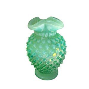 Fenton Vintage, Fuffled Edge, Fenton Vase, Pressed Glass, Opalescent   4" High b